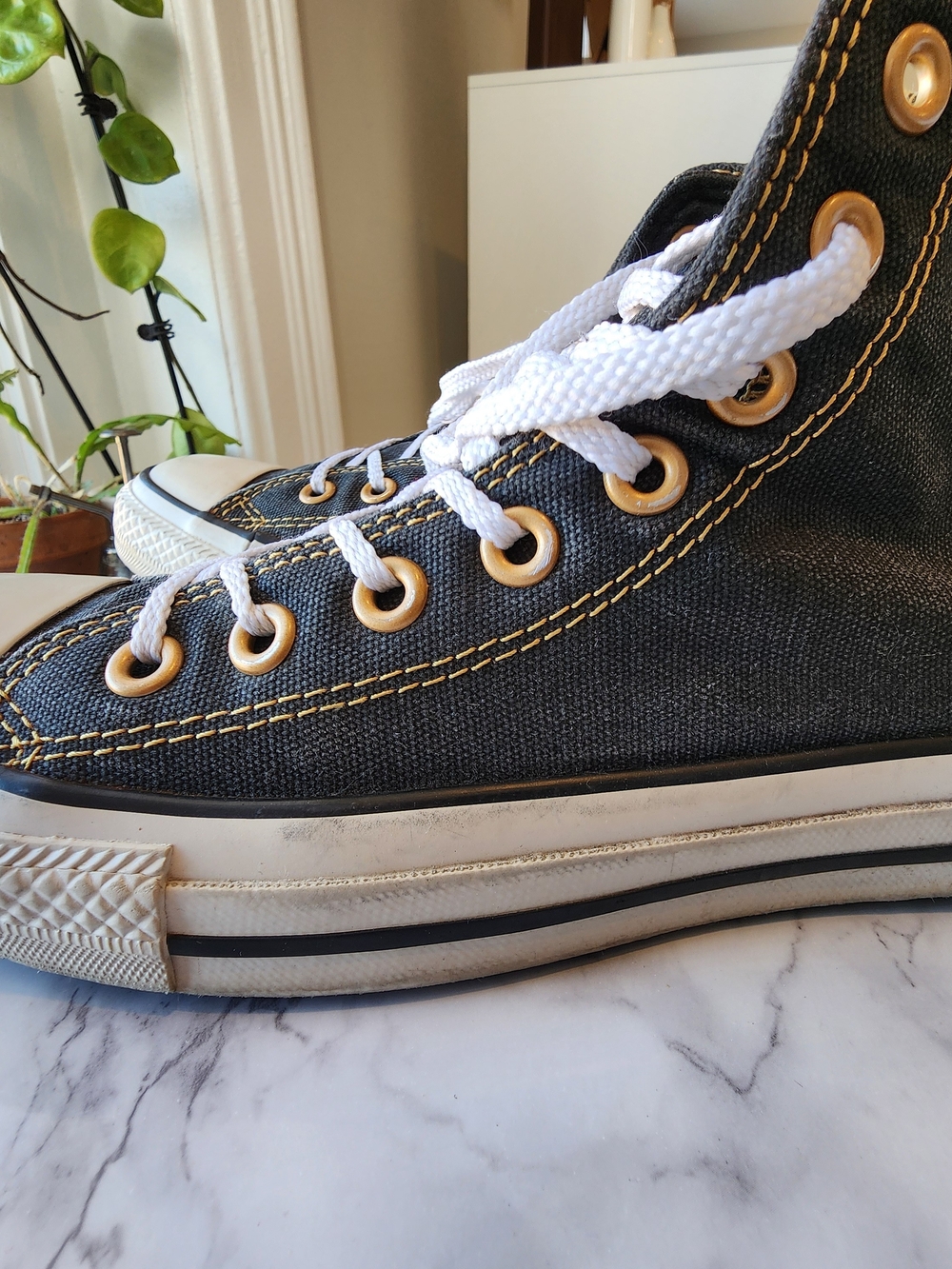 🇮🇳 Converse Mens SZ 7 Womens SZ 9 Black And Yellow - Picture 7 of 14